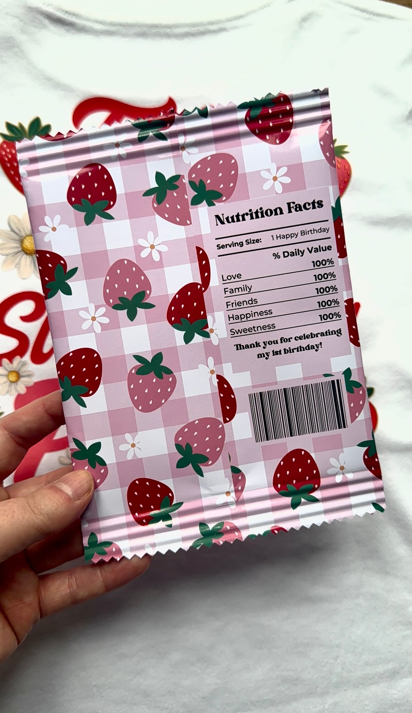Personalised Berry First Birthday Fillable Crisp Packets | 1st Birthday Party Favours | Kids Party Treat Bags