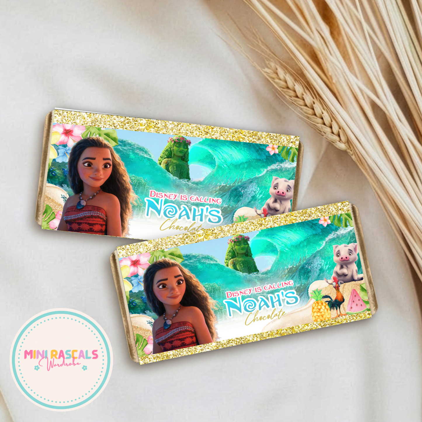 Moana Personalised Chocolate Bar Wrapper | Mini Rascals