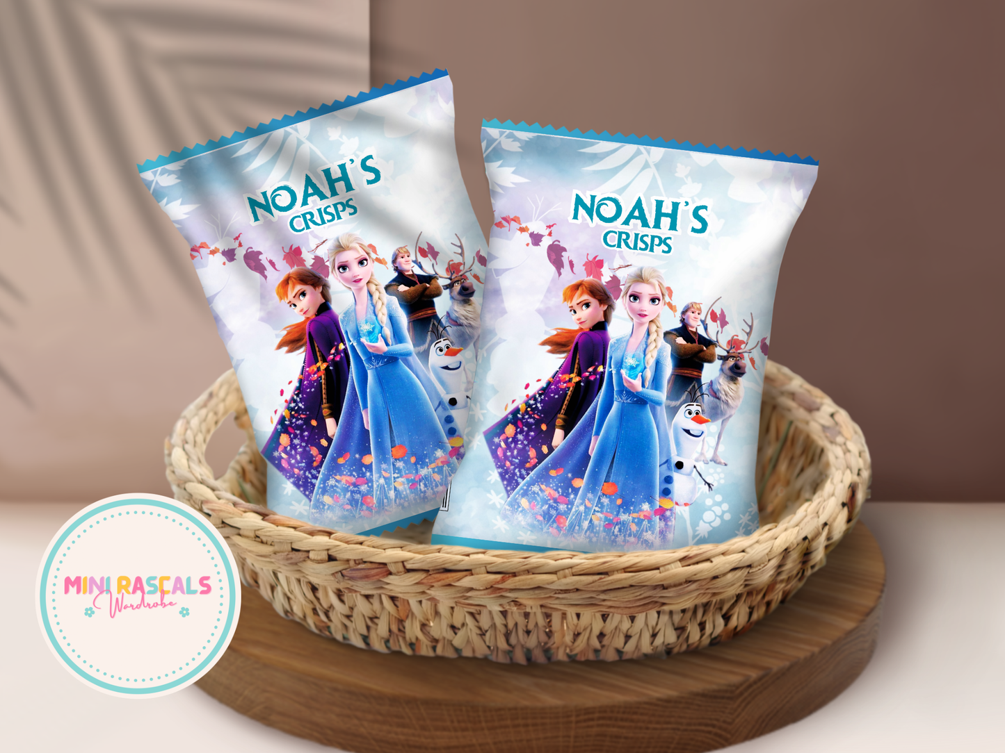 Personalised Frozen Fillable Crisp Packets | Frozen Birthday Party Favours | Kids Party Treat Bags