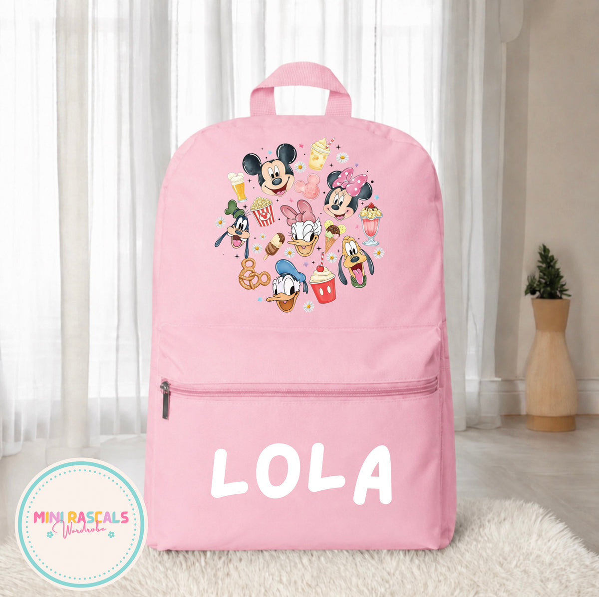Personalised Mickey Mouse & Friends Kids Backpack – Custom Name Disney School Bag | Mini Rascals