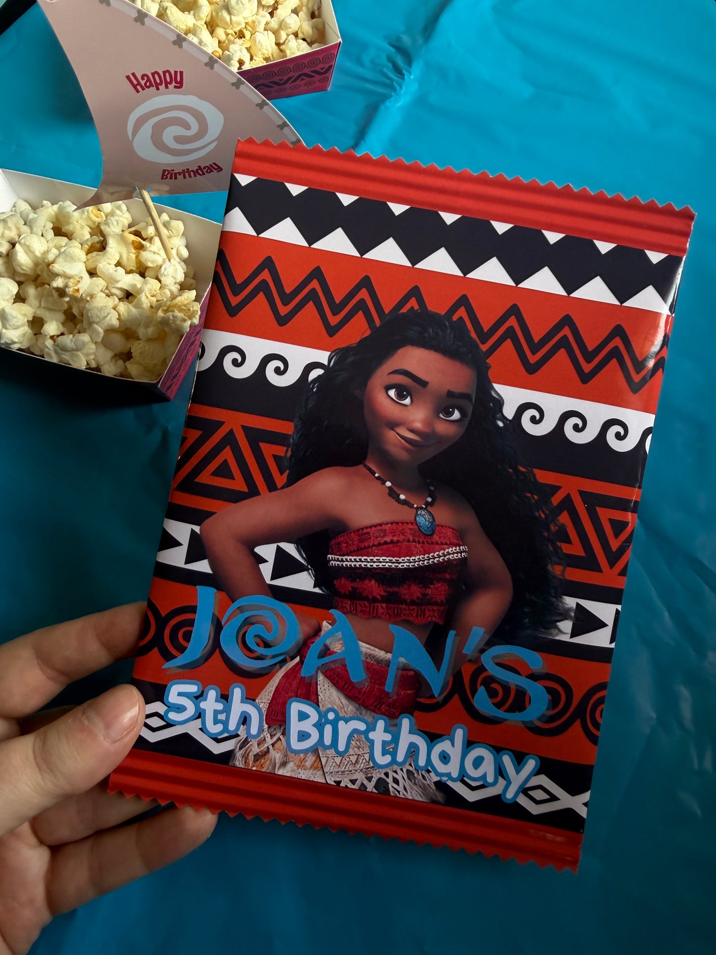Moana Personalised Party Favour Crisp Packets | Moana Birthday Party Favours | Custom Party Snack Bags | Kids Party Treat Bags