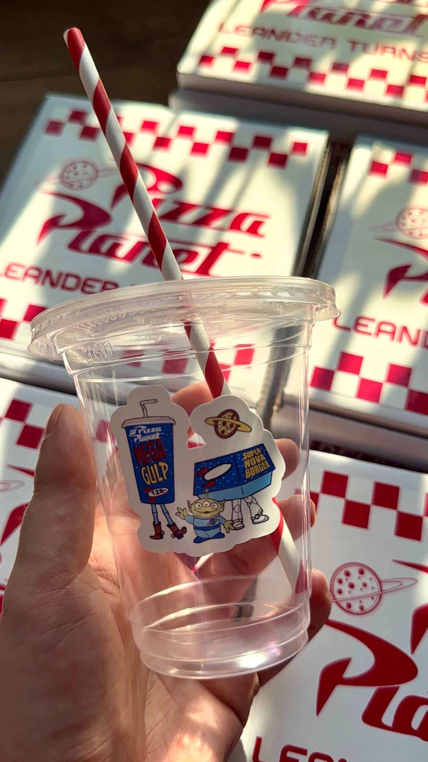 Pizza Planet Party Cups & Decals | Personalised Name & Age