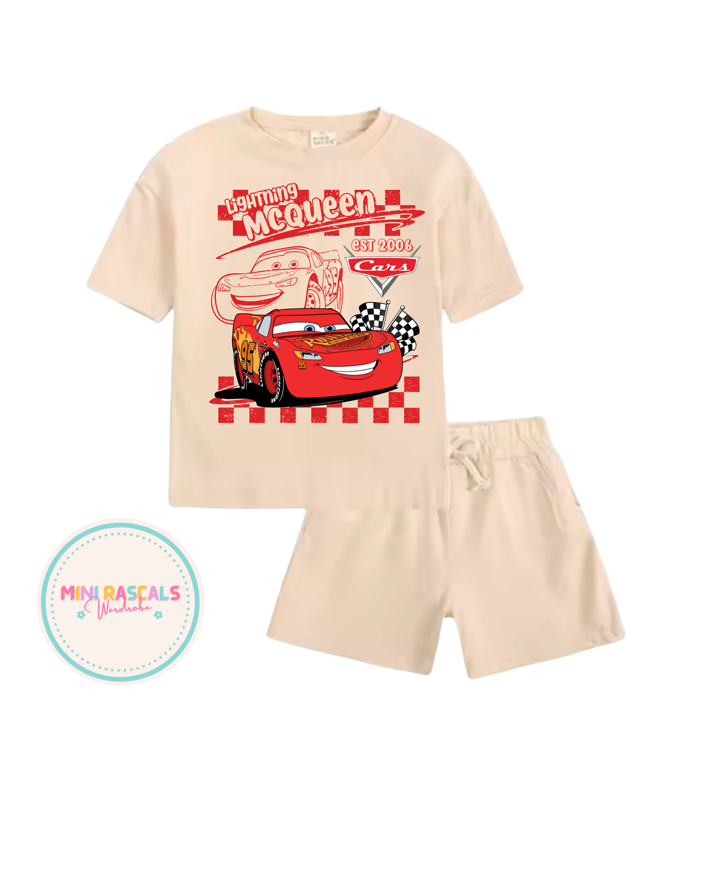 Lightning McQueen Kids T-Shirt & Shorts Set – Disney Cars Outfit for Boys | Mini Rascals
