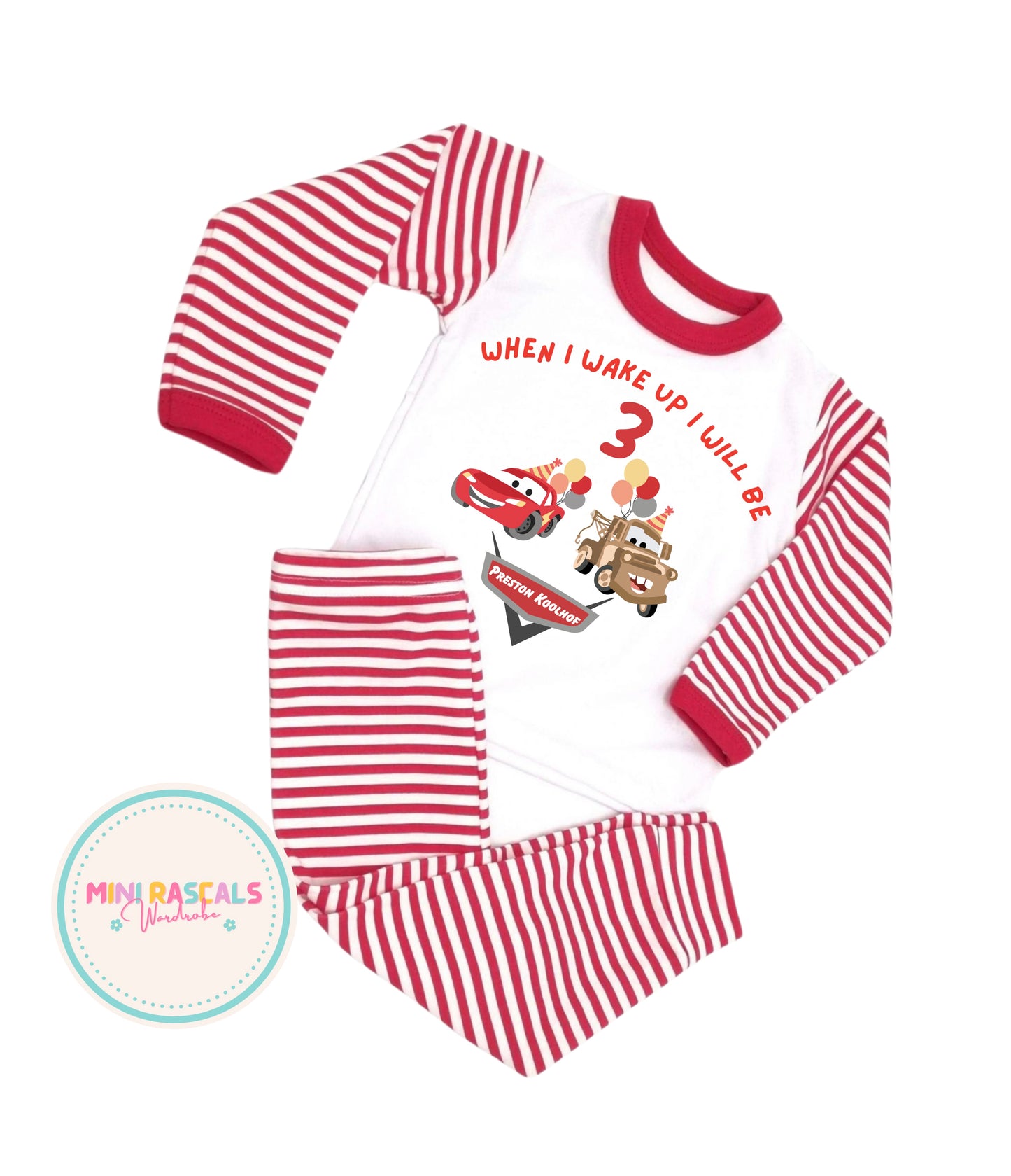 Personalised Kids 'When I Wake Up I Will Be' Cars Birthday Pyjamas