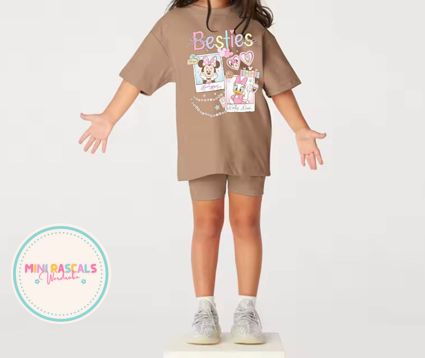 Daisy Duck & Minnie Mouse Girls T-Shirt & Shorts Set | Disney Summer Outfit | Mini Rascals
