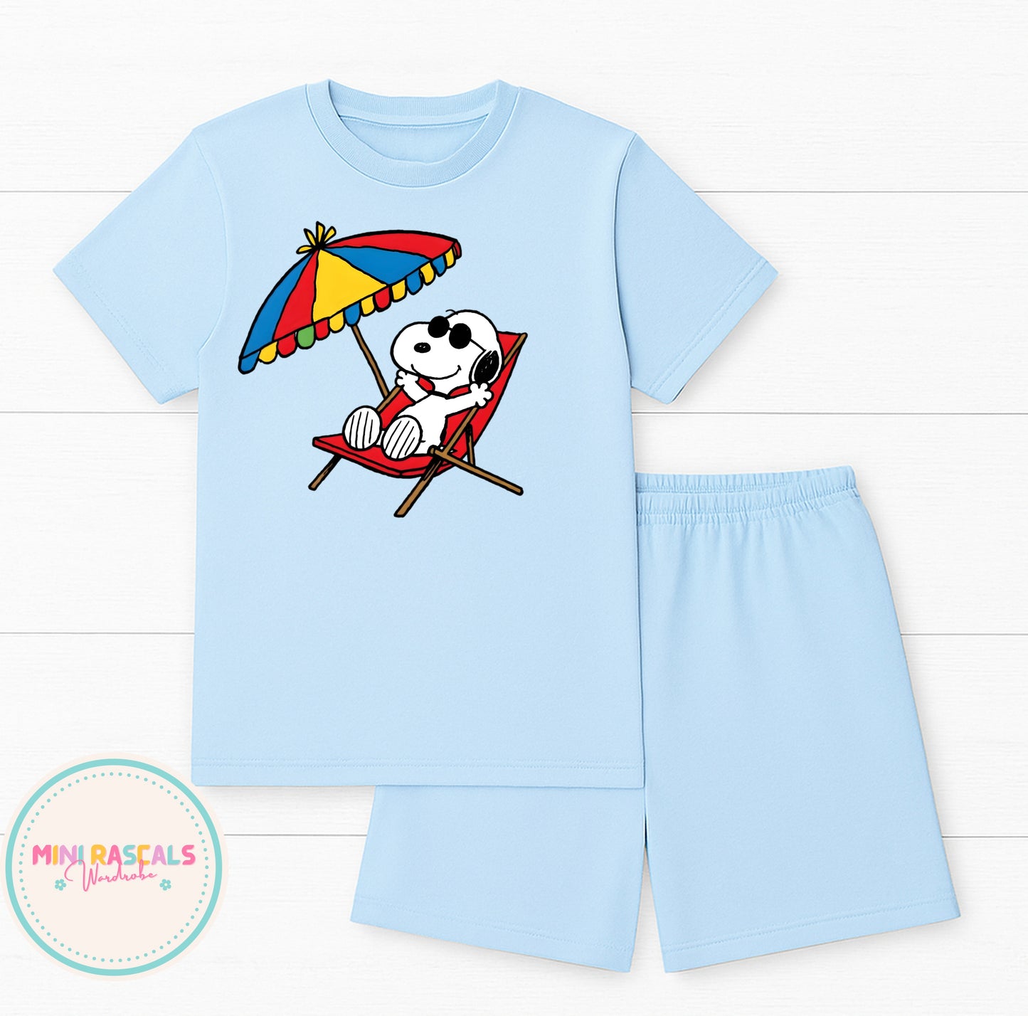 Snoopy Summer T-Shirt & Shorts Set | Kids' Character Outfit | Mini Rascals