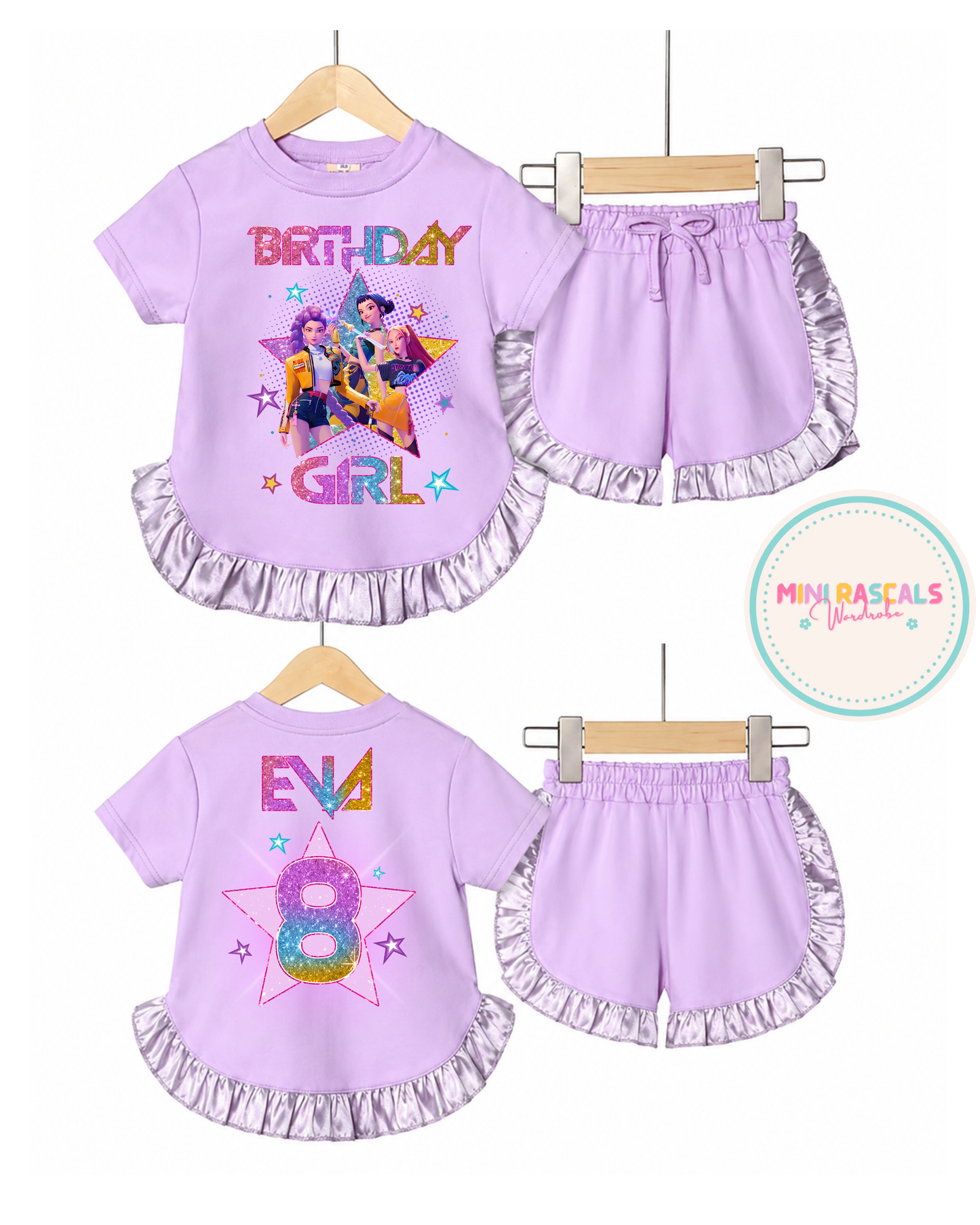 KPOP Demon Hunters Birthday T-Shirt | Girls Kids Birthday Outfit | Huntrix Inspired