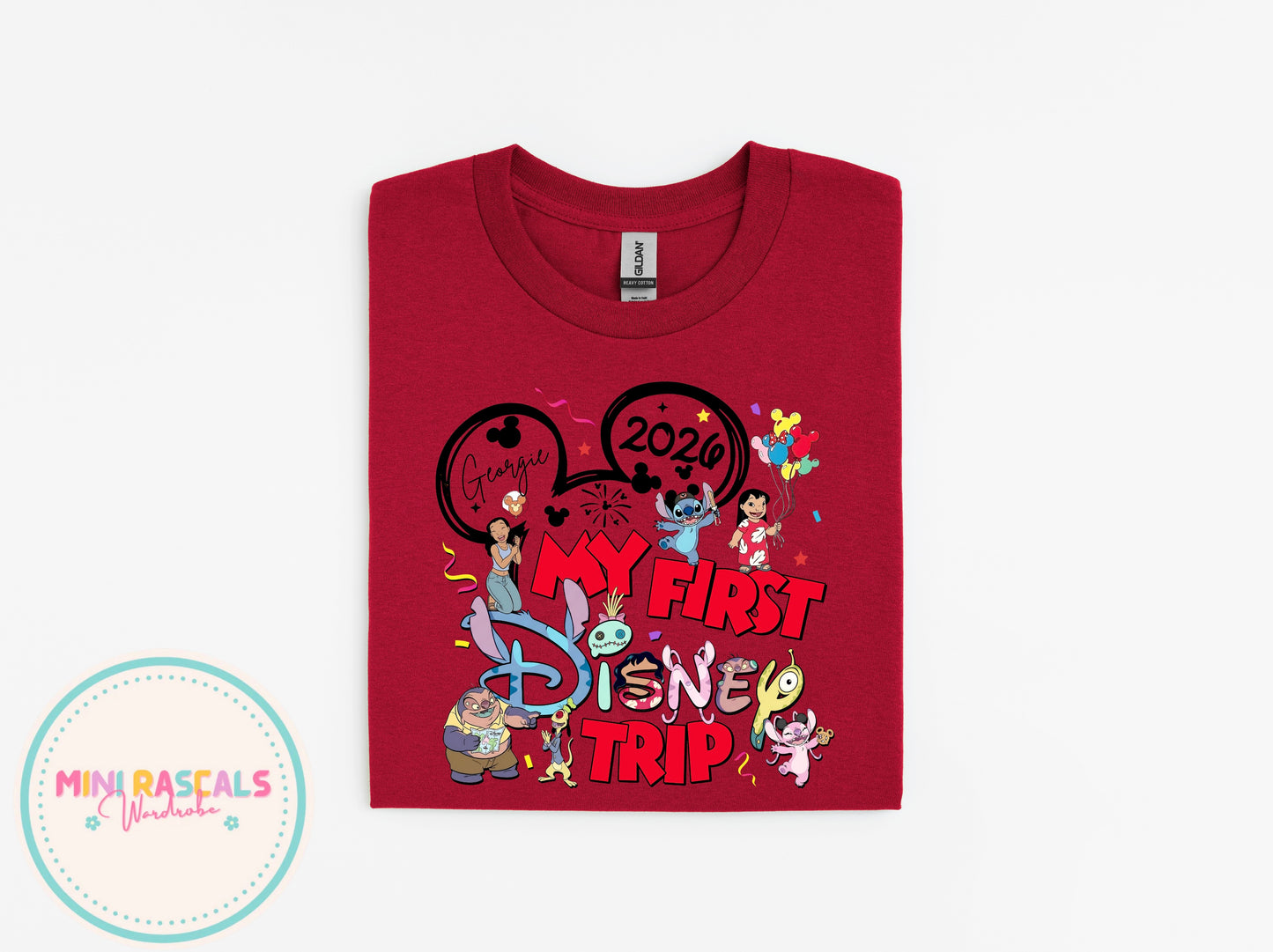 Personalised Disney Lilo and Stitch My First Disney Trip Kids T-Shirts and Sweatshirt