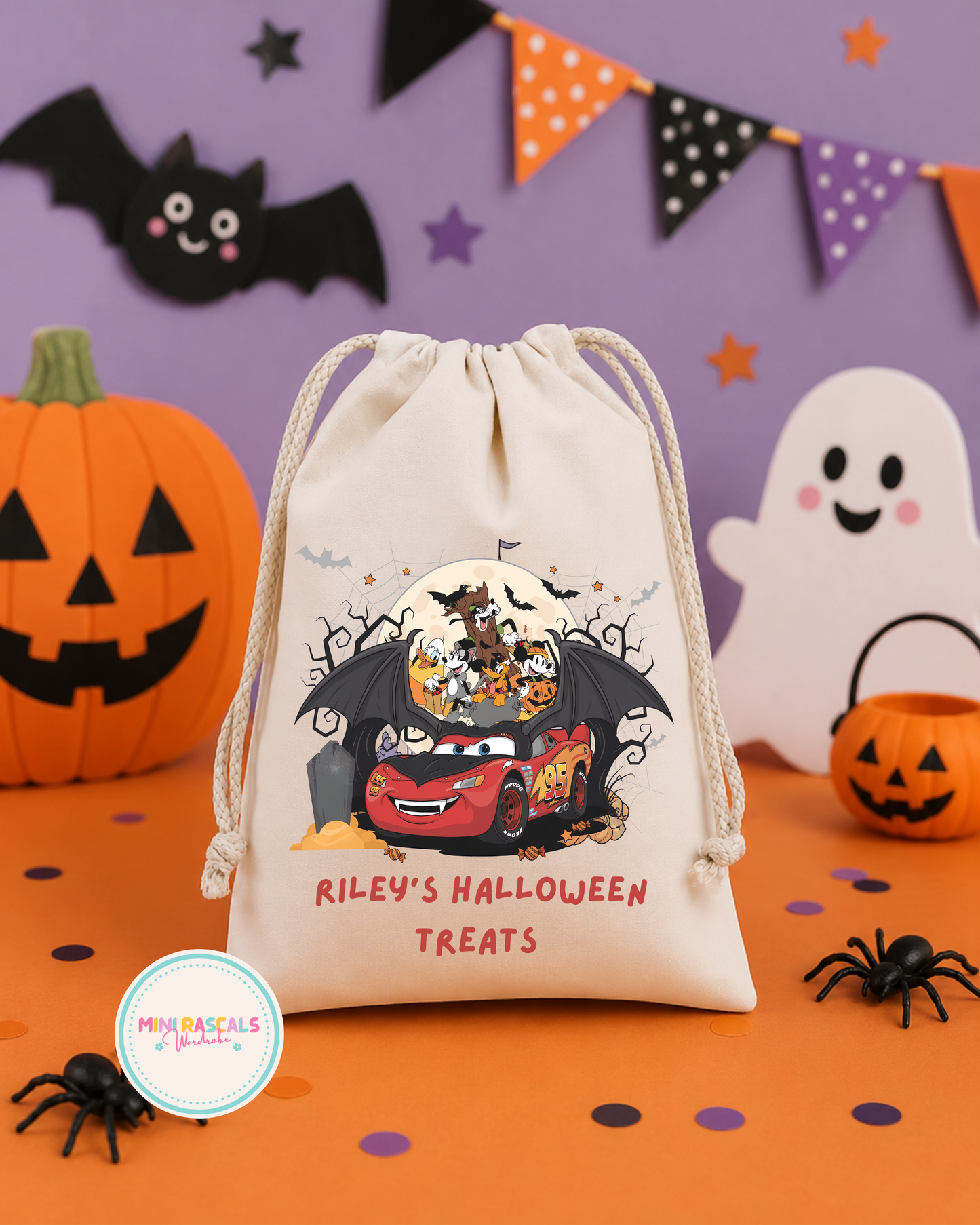 Lightning McQueen & Mickey Mouse and Friends Halloween Personalised Treat Bag