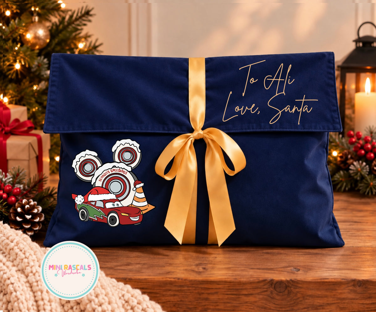 Personalised Lightning McQueen Cars Velvet Christmas Gift Pouch