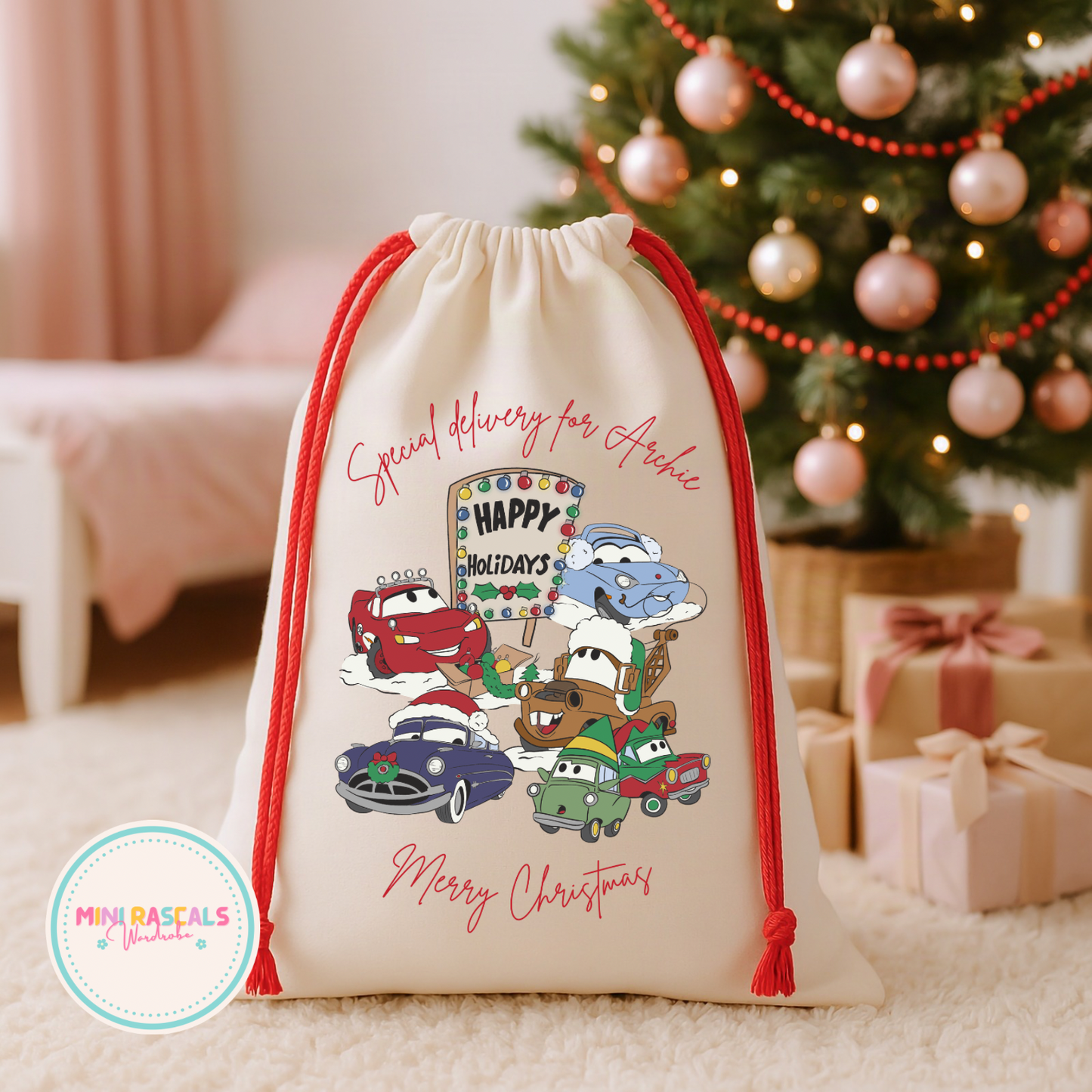 Personalised Radiator Springs Christmas Sack