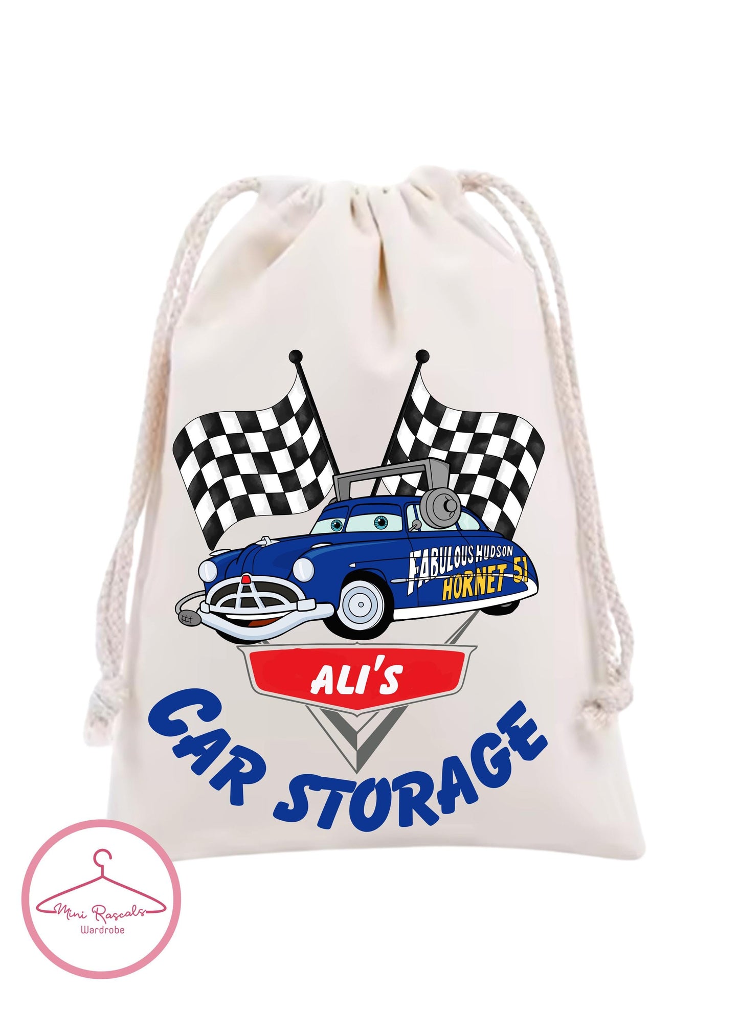 Cars Storage Bag - Personalised LMQ Toy Storage for Disney Fans