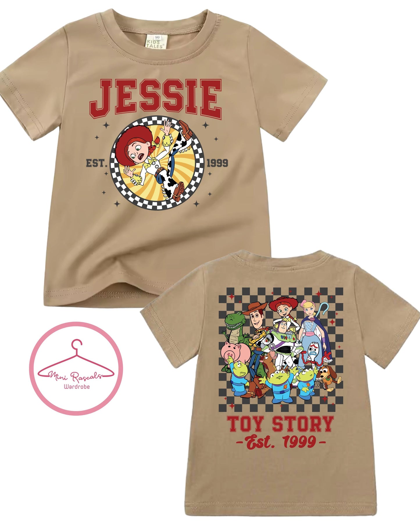Toy Story Character Kids T-Shirt | Woody Buzz Bo Peep & Slinky Pixar Graphic Tee | Boys Girls Unisex Top