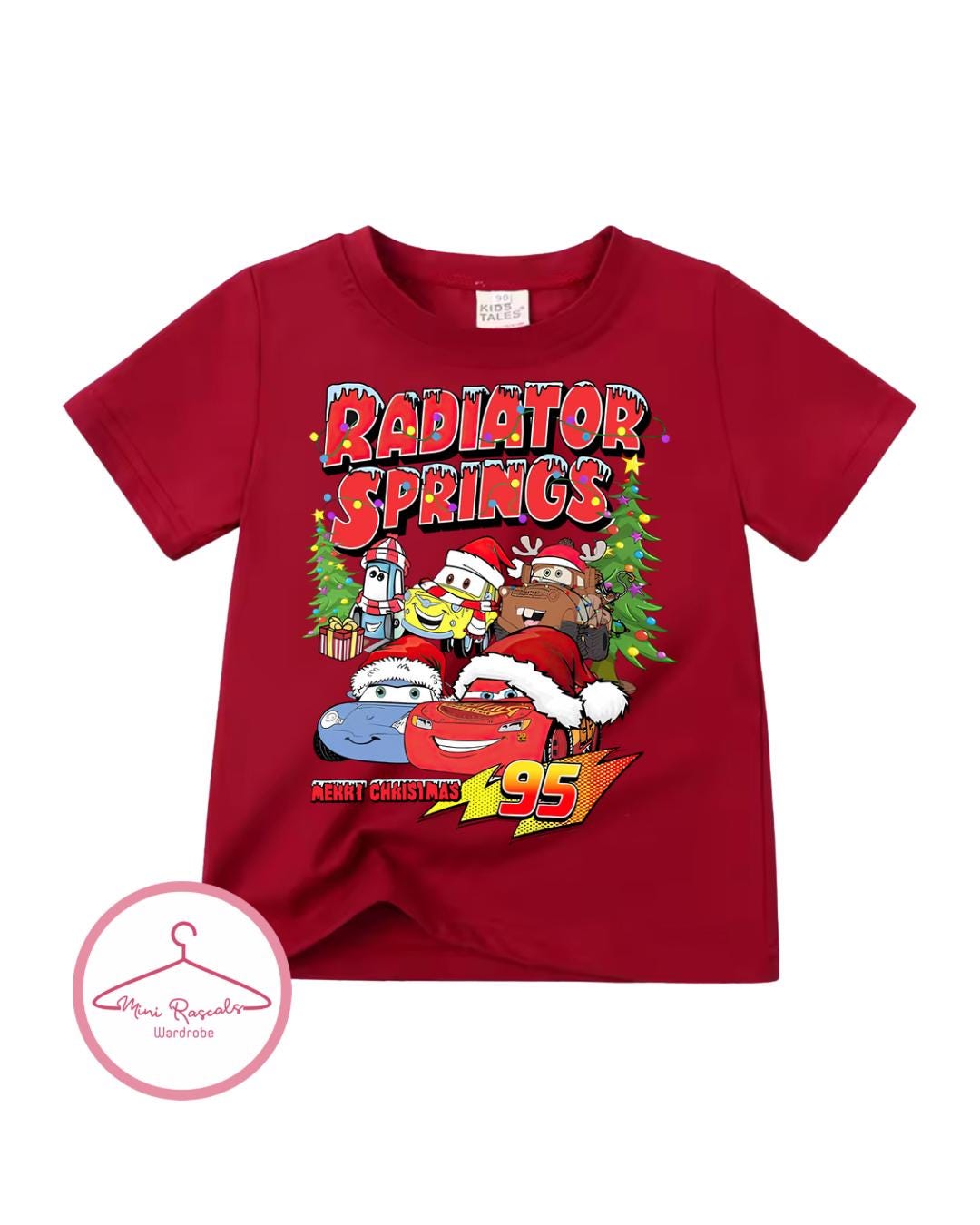 Cars Radiator Springs Christmas T-Shirts for Kids - Festive Christmas T-shirt, McQueen, Mater, Mack