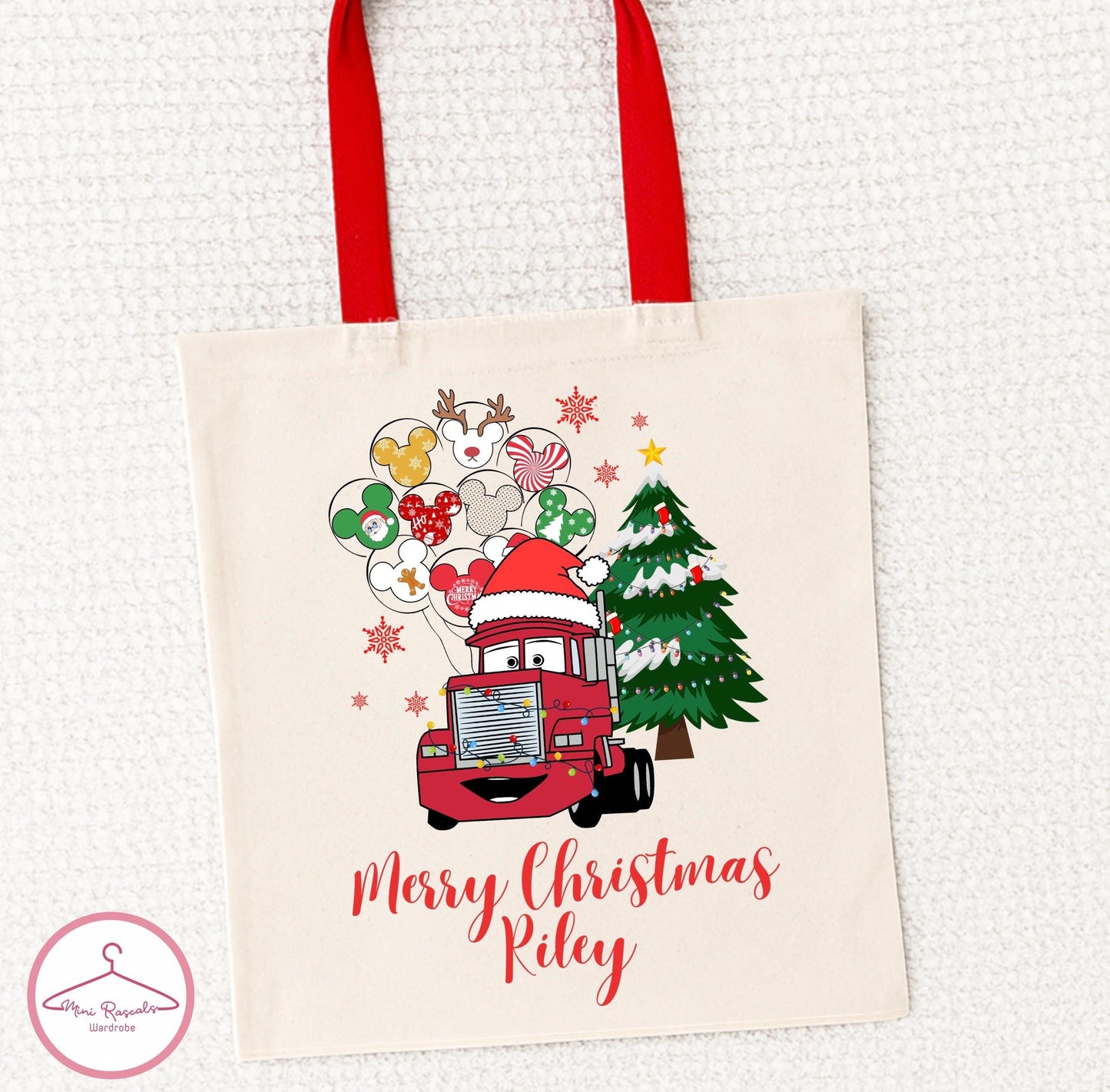 Personalised Cars Christmas Tote Bag | Kids Gift Bag | Holiday Cars Tote | Custom Name Bag | Santa Sack Alternative