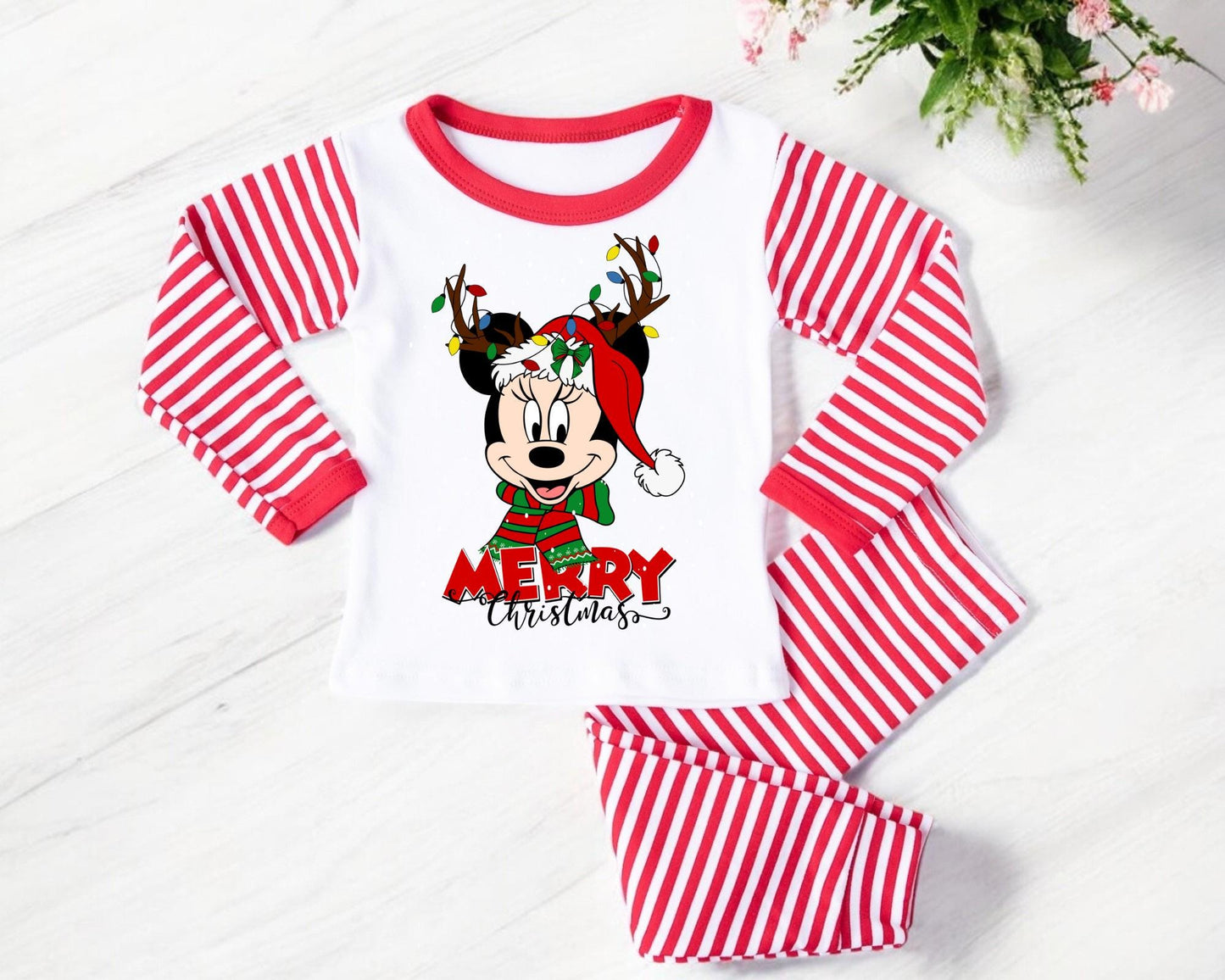 Christmas Pyjamas – Minnie Inspired Holiday PJs | Cute “Merry Christmas” - Kids and Adults