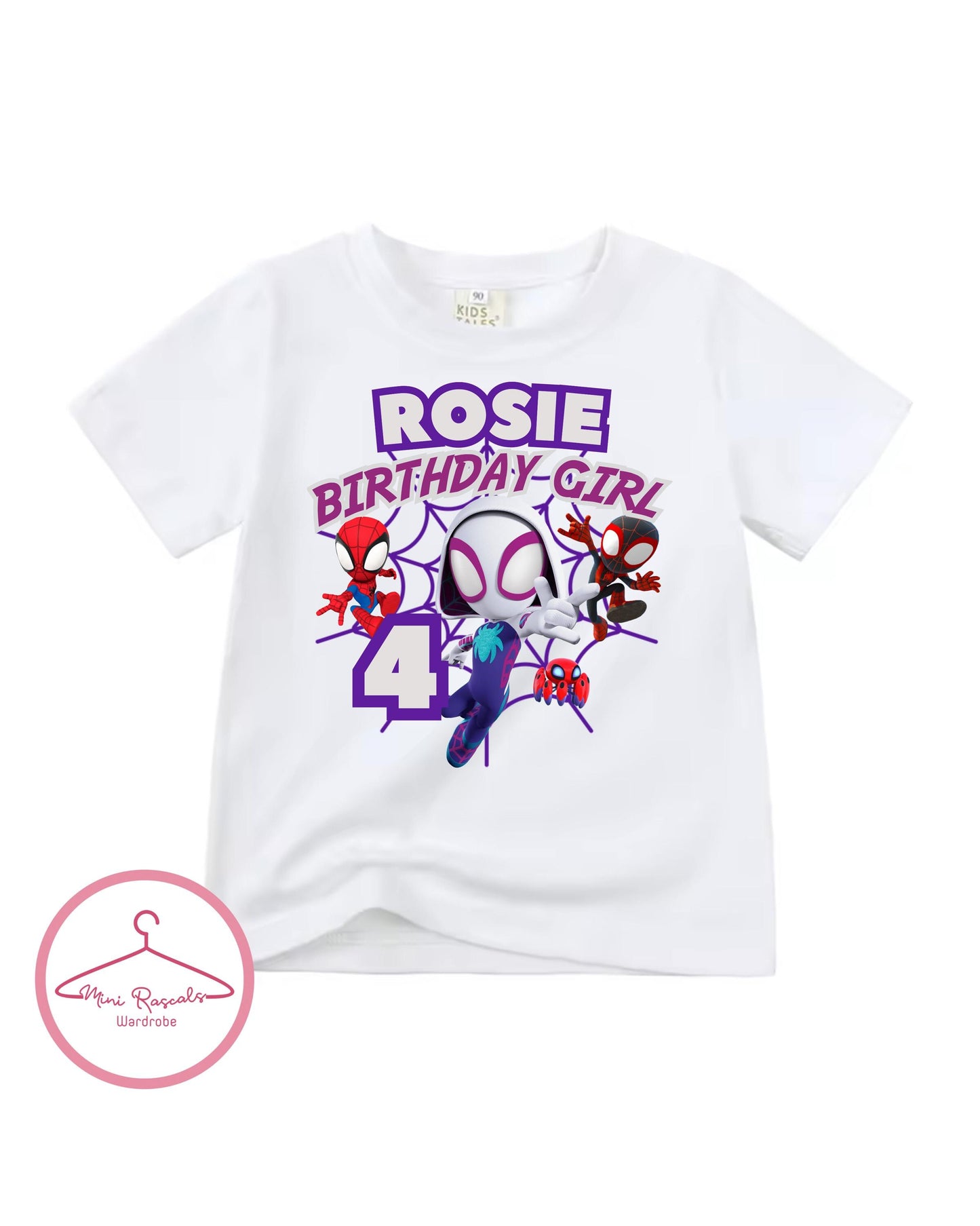 Personalised Spidey & Friends Birthday Girls T-Shirt & Sweatshirt | Custom Name Kids Birthday Outfit