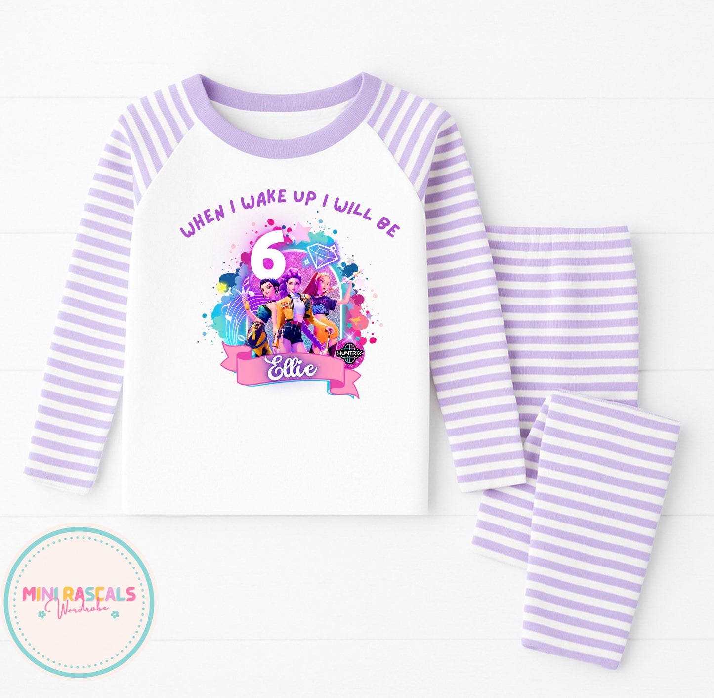Custom 'When I Wake Up I Will Be' KPOP Demon Hunters PJs for Kids | Personalised Striped Sleepwear