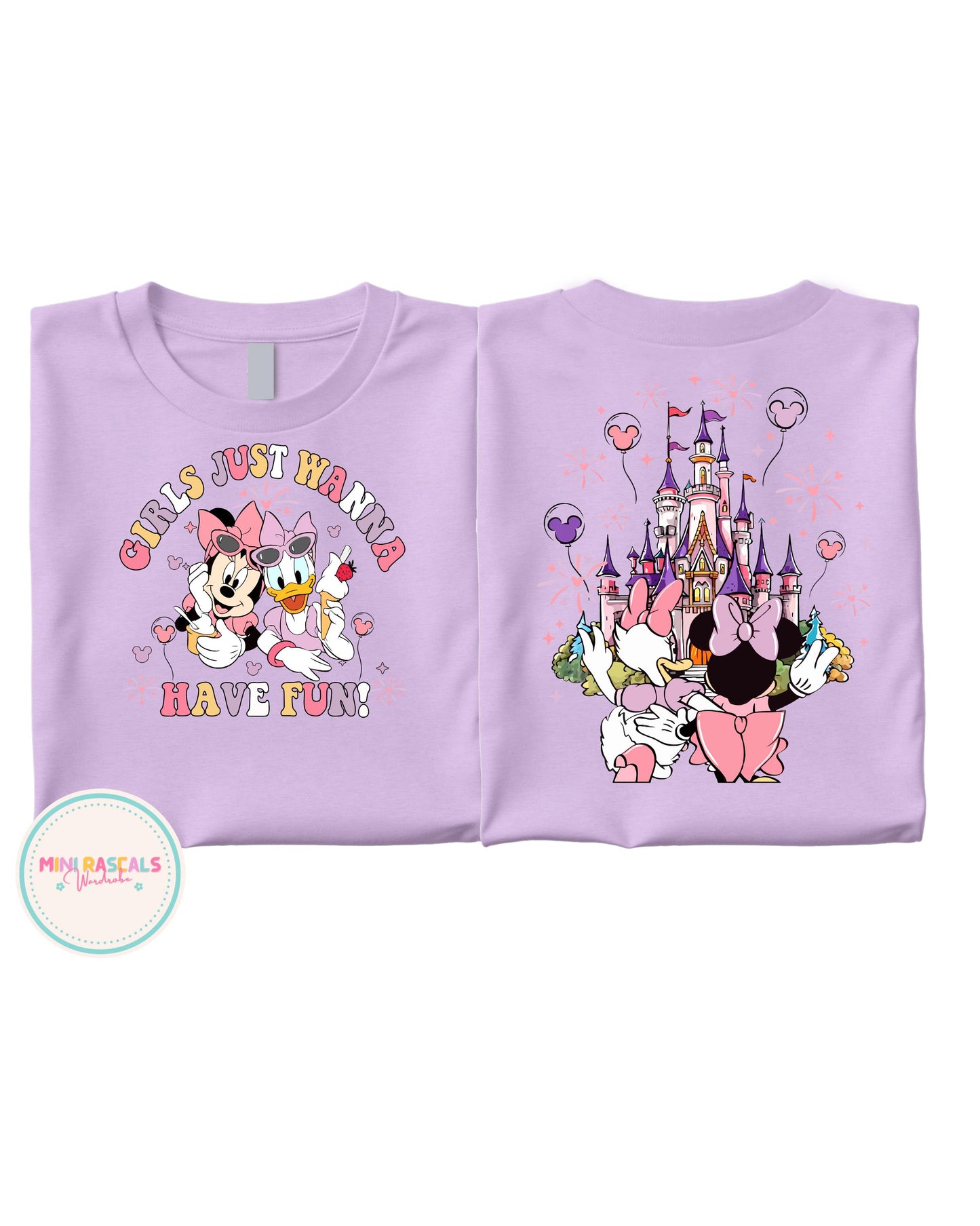 Disney Minnie Mouse & Daisy Duck Castle Kids T-Shirt | Cute Cartoon Graphic Top for Girls | Disney Outfit