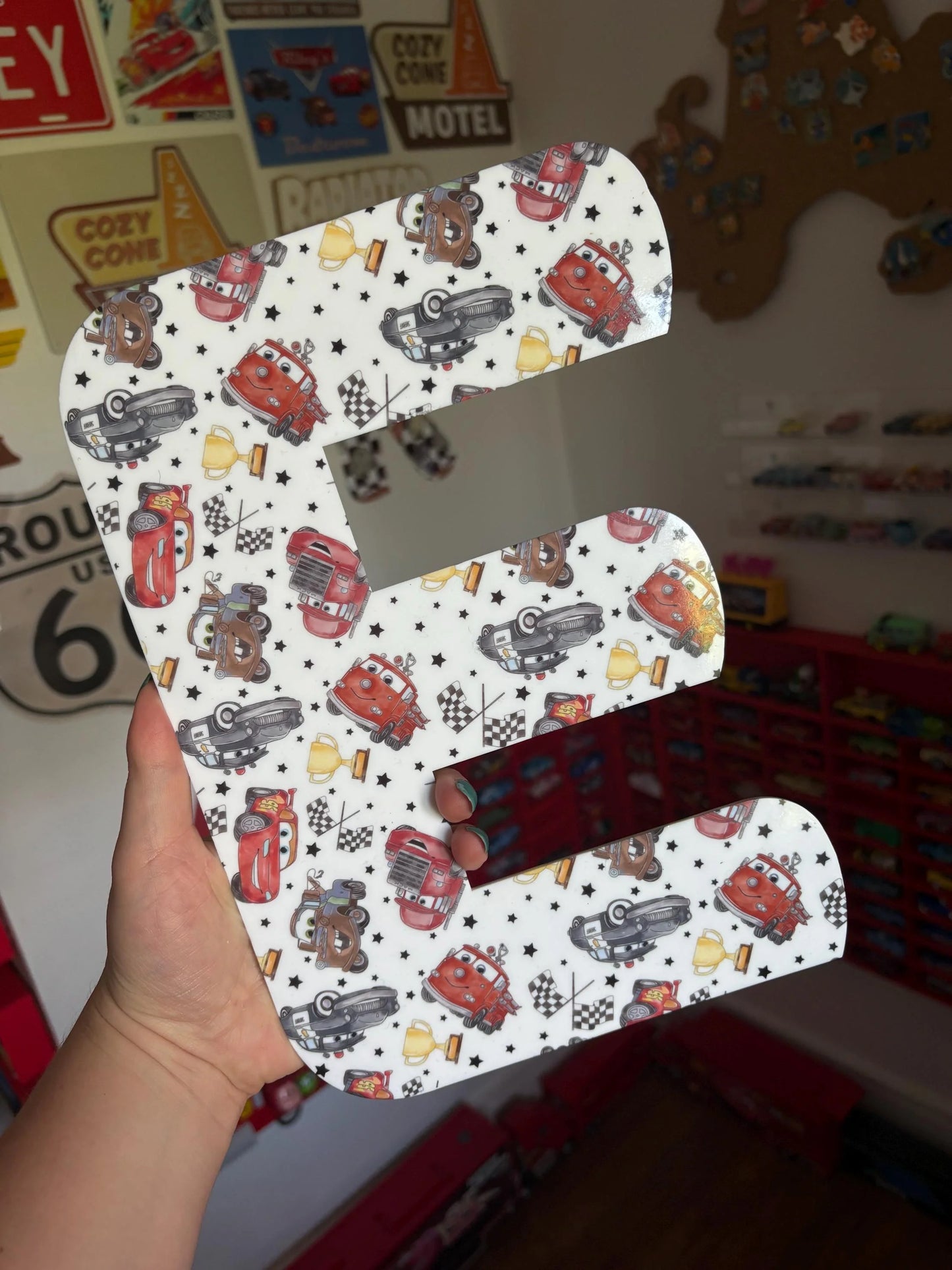 Personalised Acrylic Letters Initials – Lightning McQueen, Disney, Cars Theme Nursery & Bedroom Decor - available in A4 or A5