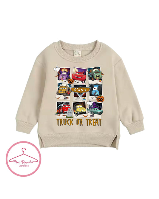 Cars Trucks or Treats Halloween Sweatshirt, Disney, LMQ, unisex, Pixar, cars top