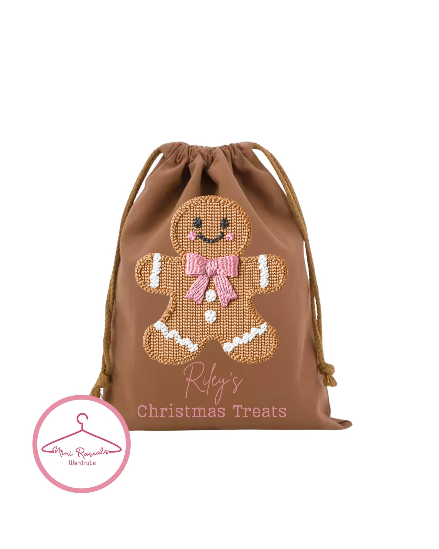 Personalised Gingerbread Christmas Treat Bag