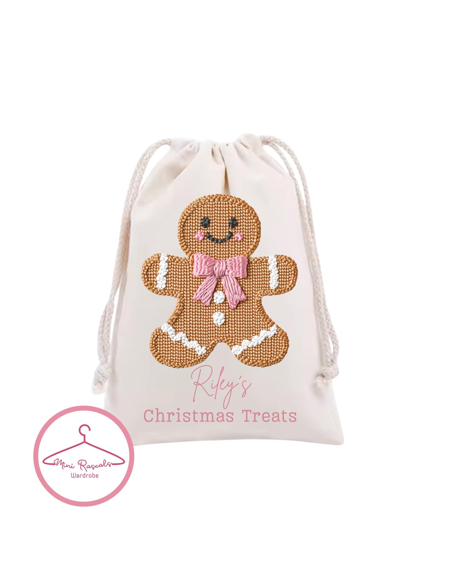Personalised Gingerbread Christmas Treat Bag
