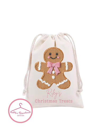 Personalised Gingerbread Christmas Treat Bag