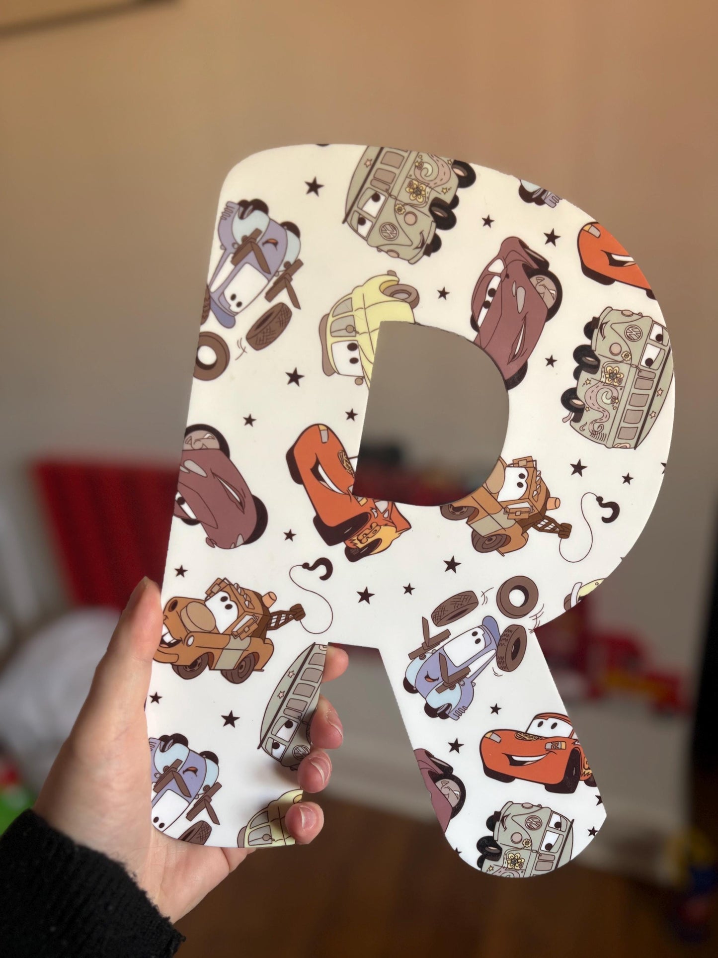 Personalised Acrylic Letters Initials – Lightning McQueen Cars Bedroom Decor - available in A4 or A5