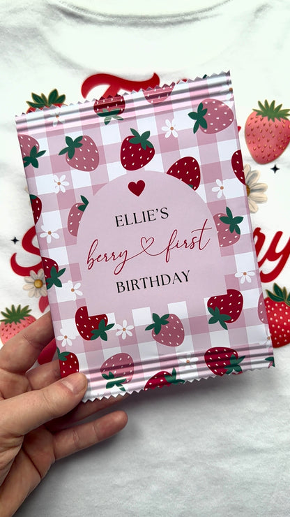 Personalised Berry First Birthday Fillable Crisp Packets | 1st Birthday Party Favours | Kids Party Treat Bags