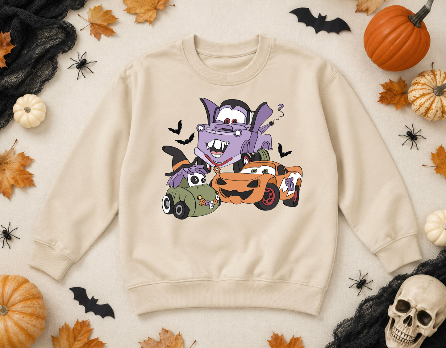 Lightning McQueen & Mater Halloween T-Shirt & Sweatshirt | Kids Halloween Costume Top | Mini Rascals