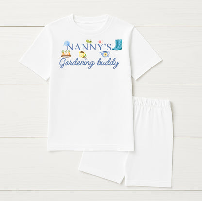 Nanny's Gardening Buddy Kids T-Shirt & Short Set – Cute Gift for Grandchildren | Mini Rascals
