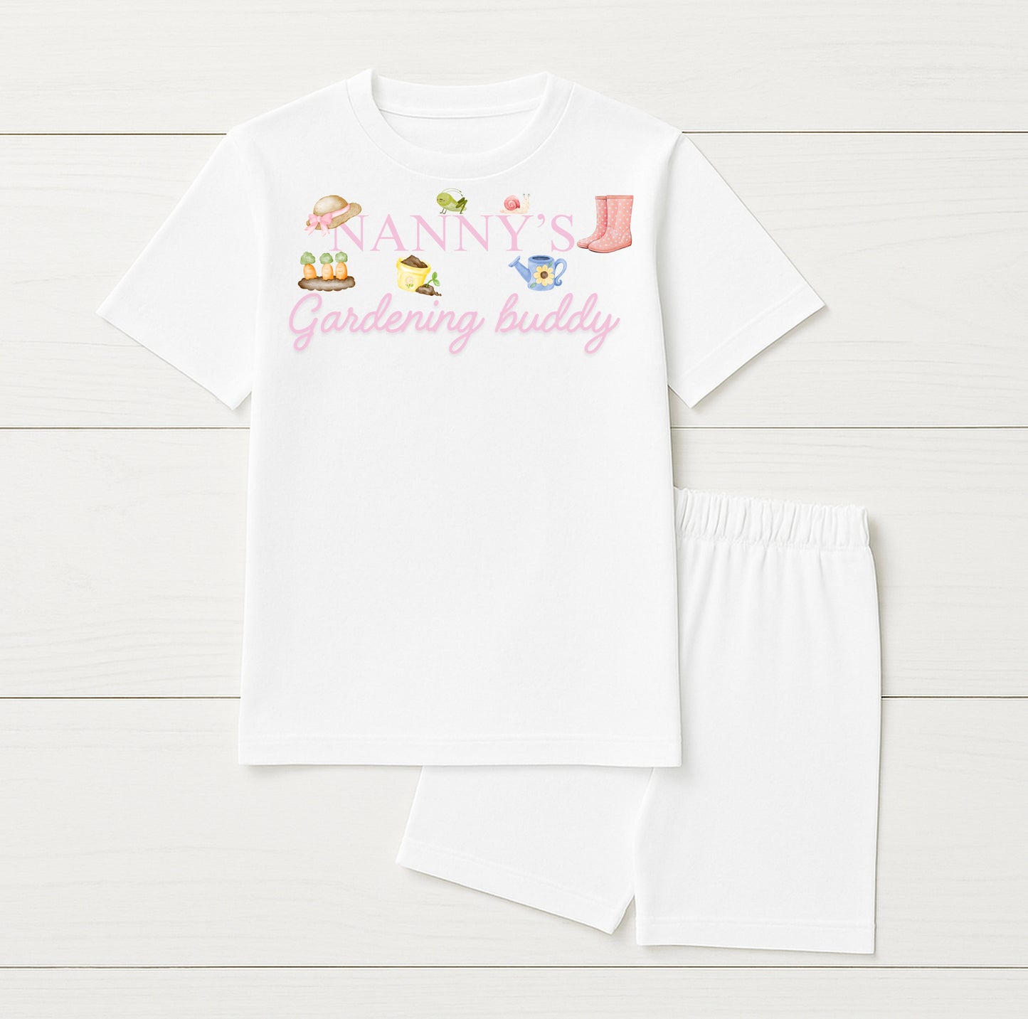 Nanny's Gardening Buddy Kids T-Shirt & Short Set – Cute Gift for Grandchildren | Mini Rascals