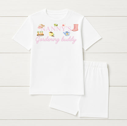 Nanny's Gardening Buddy Kids T-Shirt & Short Set – Cute Gift for Grandchildren | Mini Rascals