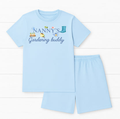 Nanny's Gardening Buddy Kids T-Shirt & Short Set – Cute Gift for Grandchildren | Mini Rascals