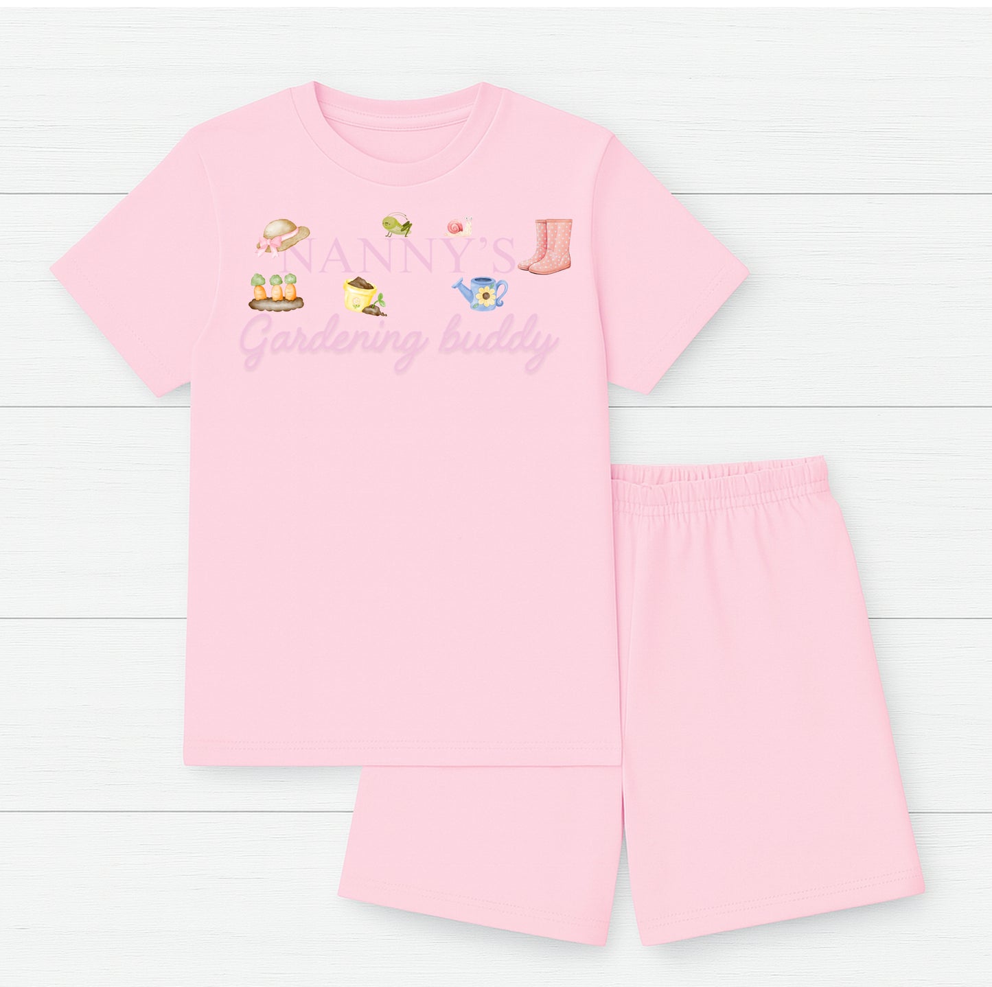 Nanny's Gardening Buddy Kids T-Shirt & Short Set – Cute Gift for Grandchildren | Mini Rascals