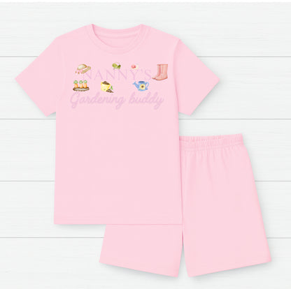 Nanny's Gardening Buddy Kids T-Shirt & Short Set – Cute Gift for Grandchildren | Mini Rascals