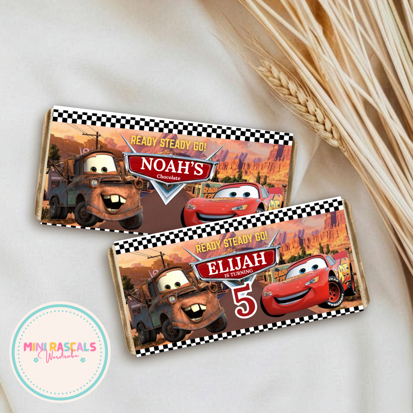 Cars Personalised Chocolate Bar Wrapper | Mini Rascals