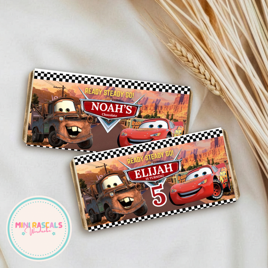 Cars Personalised Chocolate Bar Wrapper | Mini Rascals