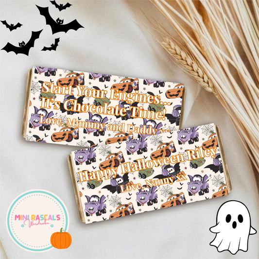 Cars Halloween Personalised Chocolate Bar Wrapper | Mini Rascals