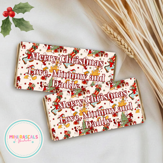 Mickey & Minnie Mouse Personalised Christmas Chocolate Bar Wrapper