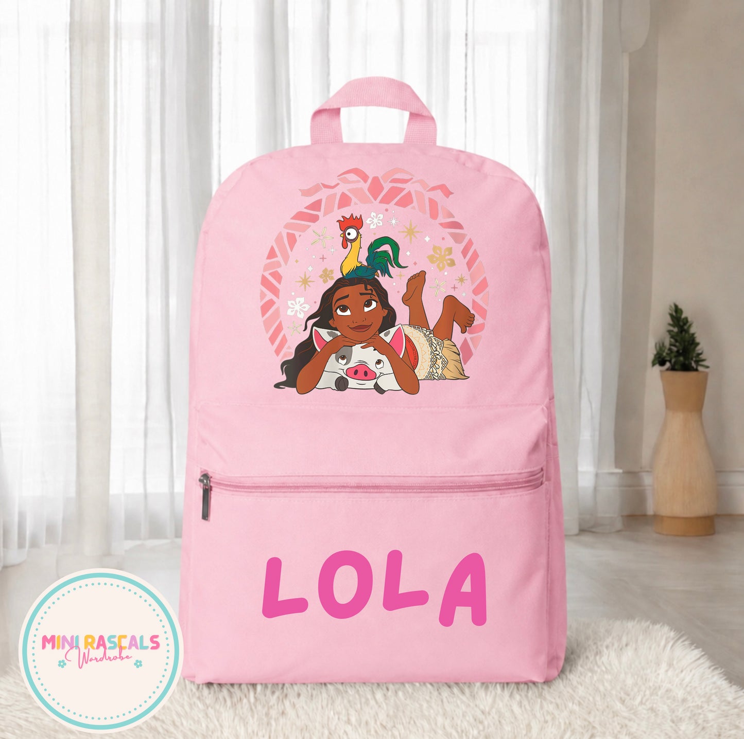 Personalised Moana Girls Backpack | Custom Name School Bag | Mini Rascals