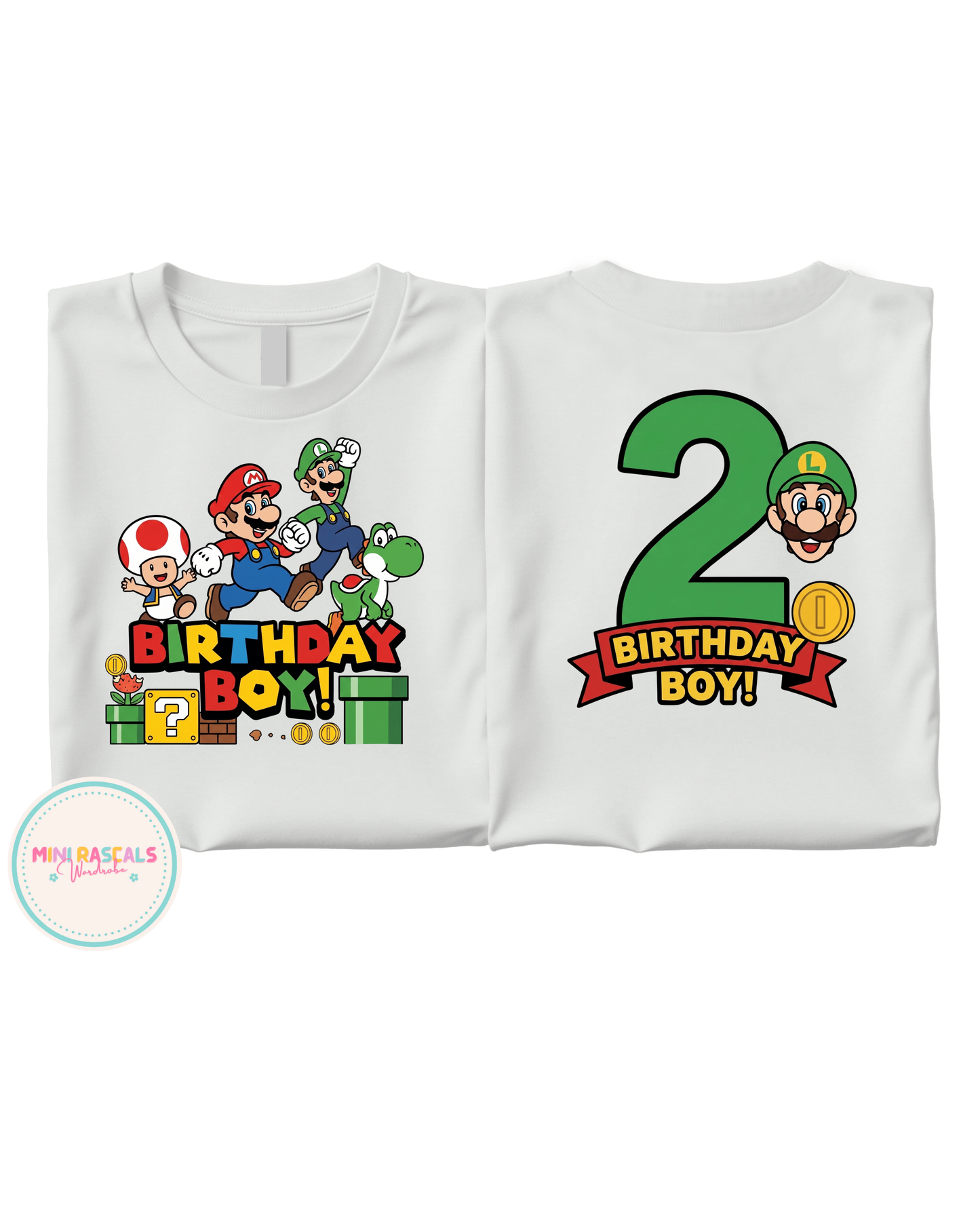 Mario Birthday Boy T-Shirt | Kids Sizes 6-12 Months to 7-8 Years