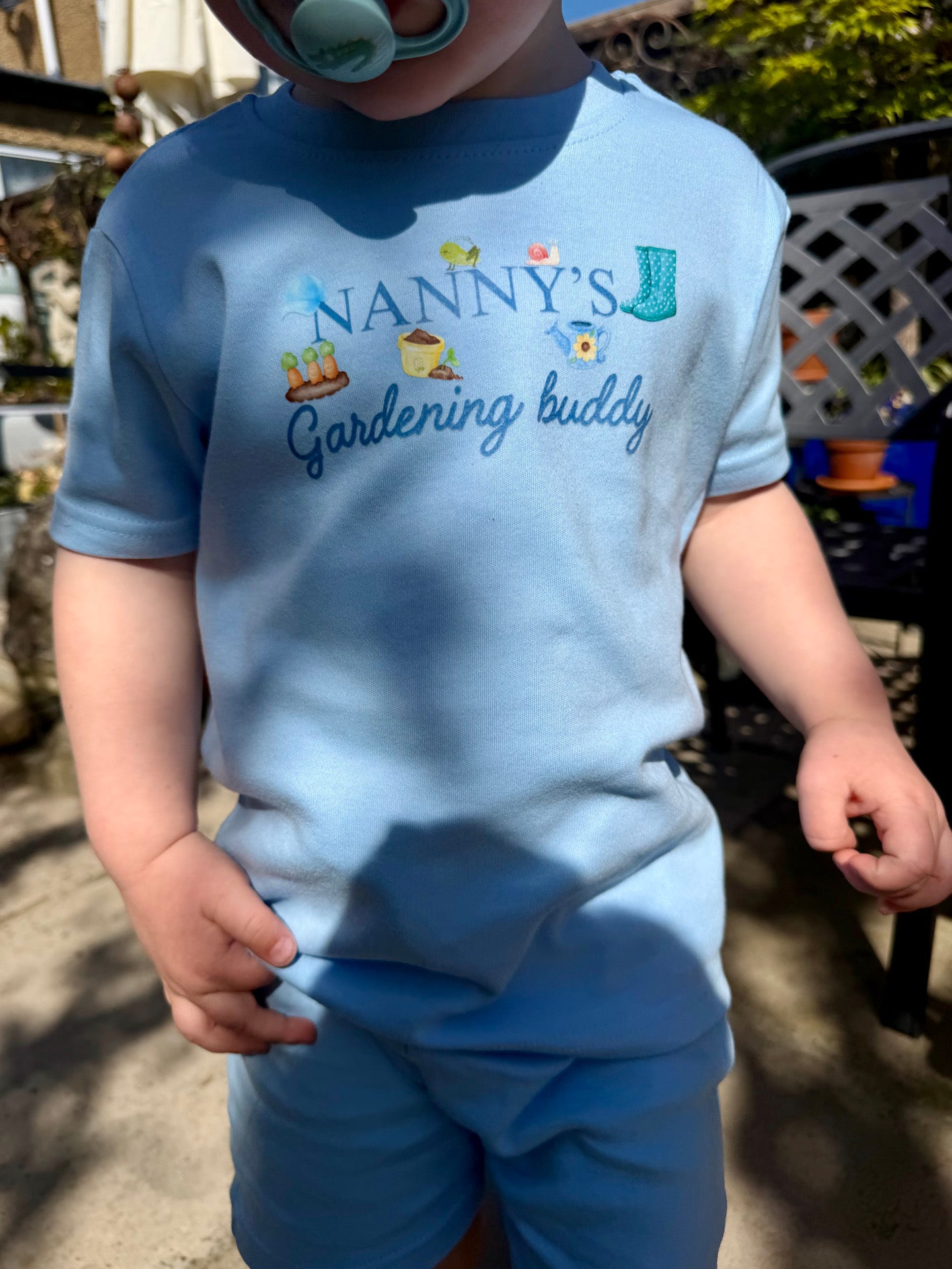 Nanny's Gardening Buddy Kids T-Shirt & Short Set – Cute Gift for Grandchildren | Mini Rascals