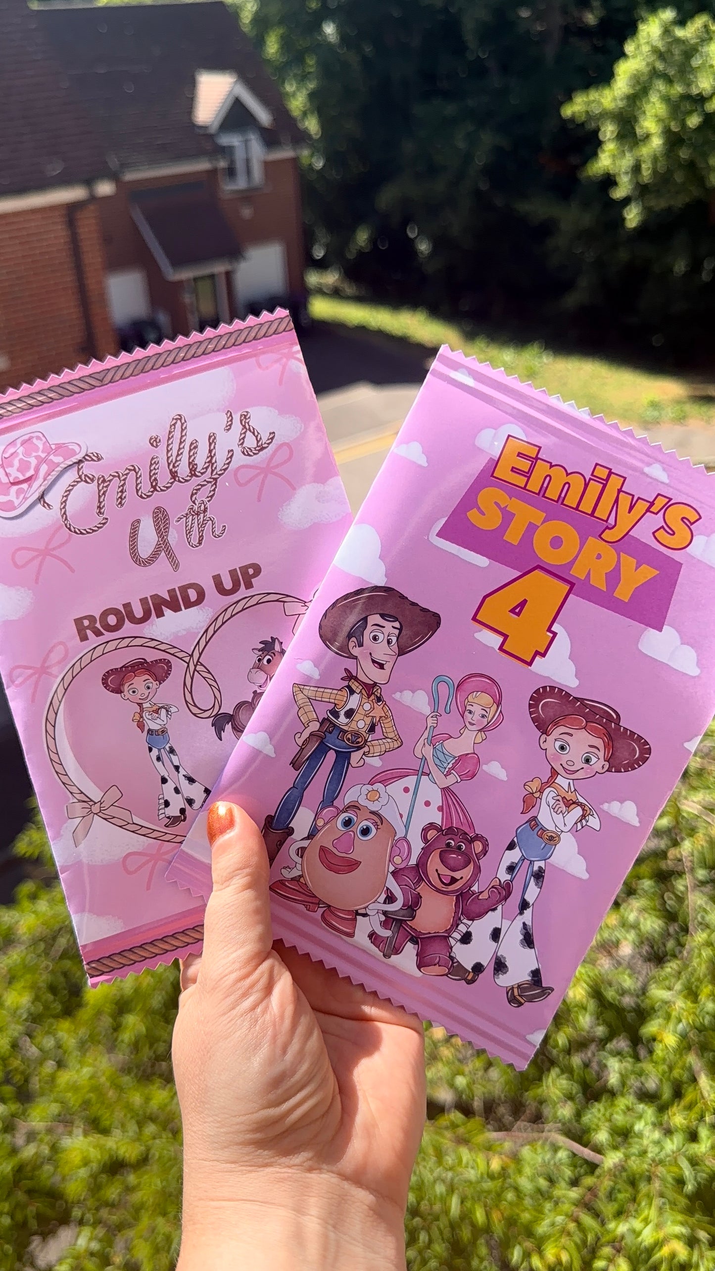 Personalised Jessie Toy Story Theme Fillable Crisp Packets | Birthday Party Favours | Custom Party Snack Bags | Kids Party Treat Bags
