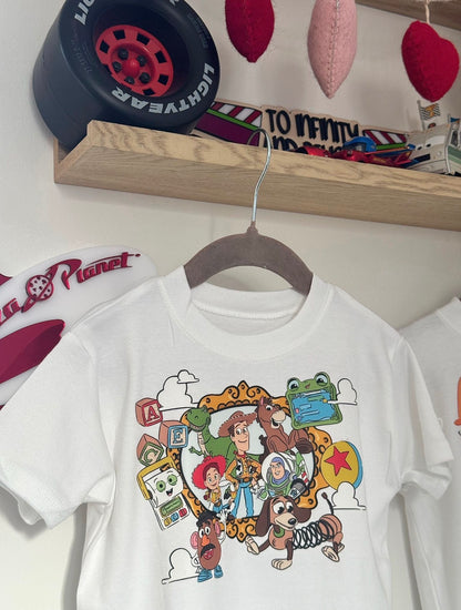Toy Story Friends Double-Sided Kids T-Shirt | Woody Buzz & Gang Disney Pixar | Mini Rascals