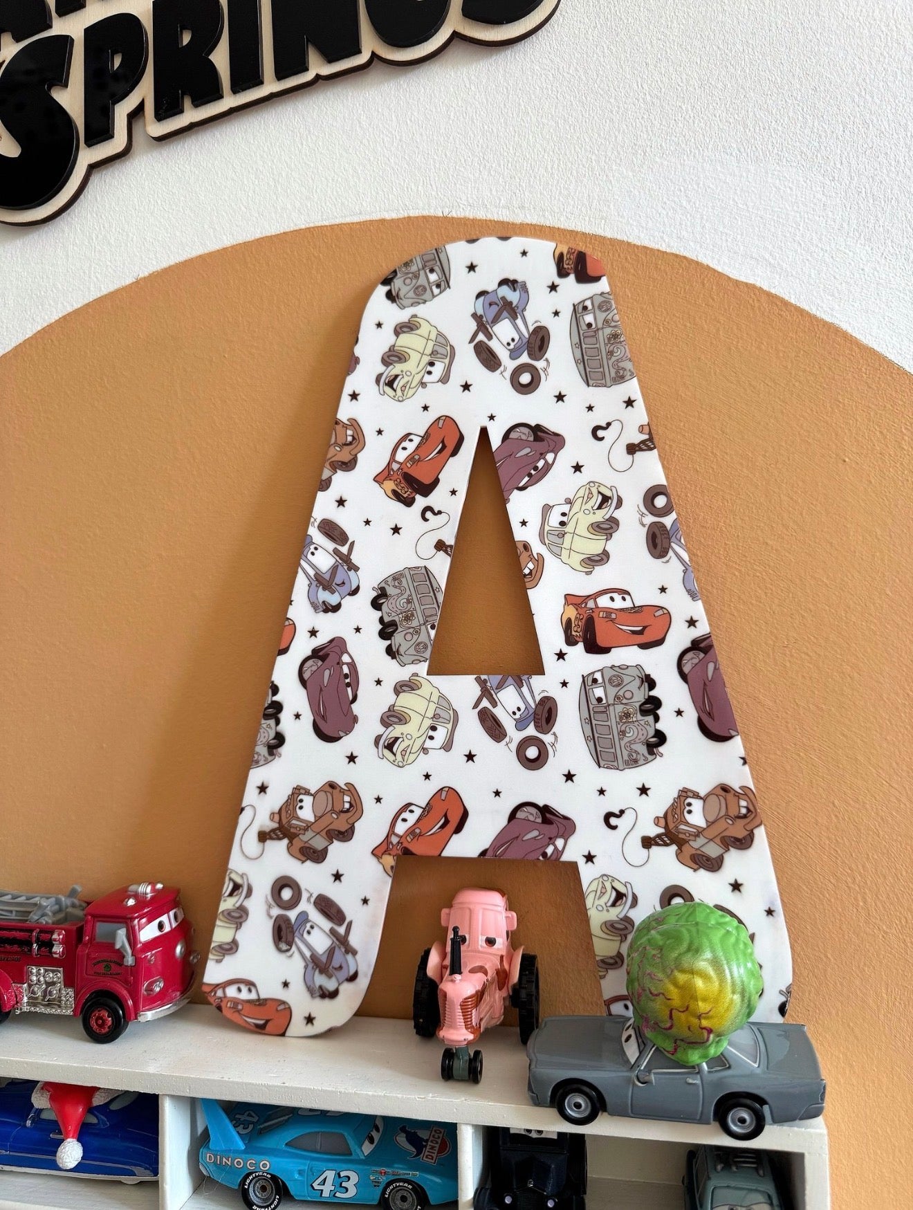 Personalised Acrylic Letters Initials – Lightning McQueen, Disney, Cars Theme Nursery & Bedroom Decor - available in A4 or A5