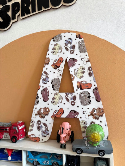 Personalised Acrylic Letters Initials – Lightning McQueen, Disney, Cars Theme Nursery & Bedroom Decor - available in A4 or A5