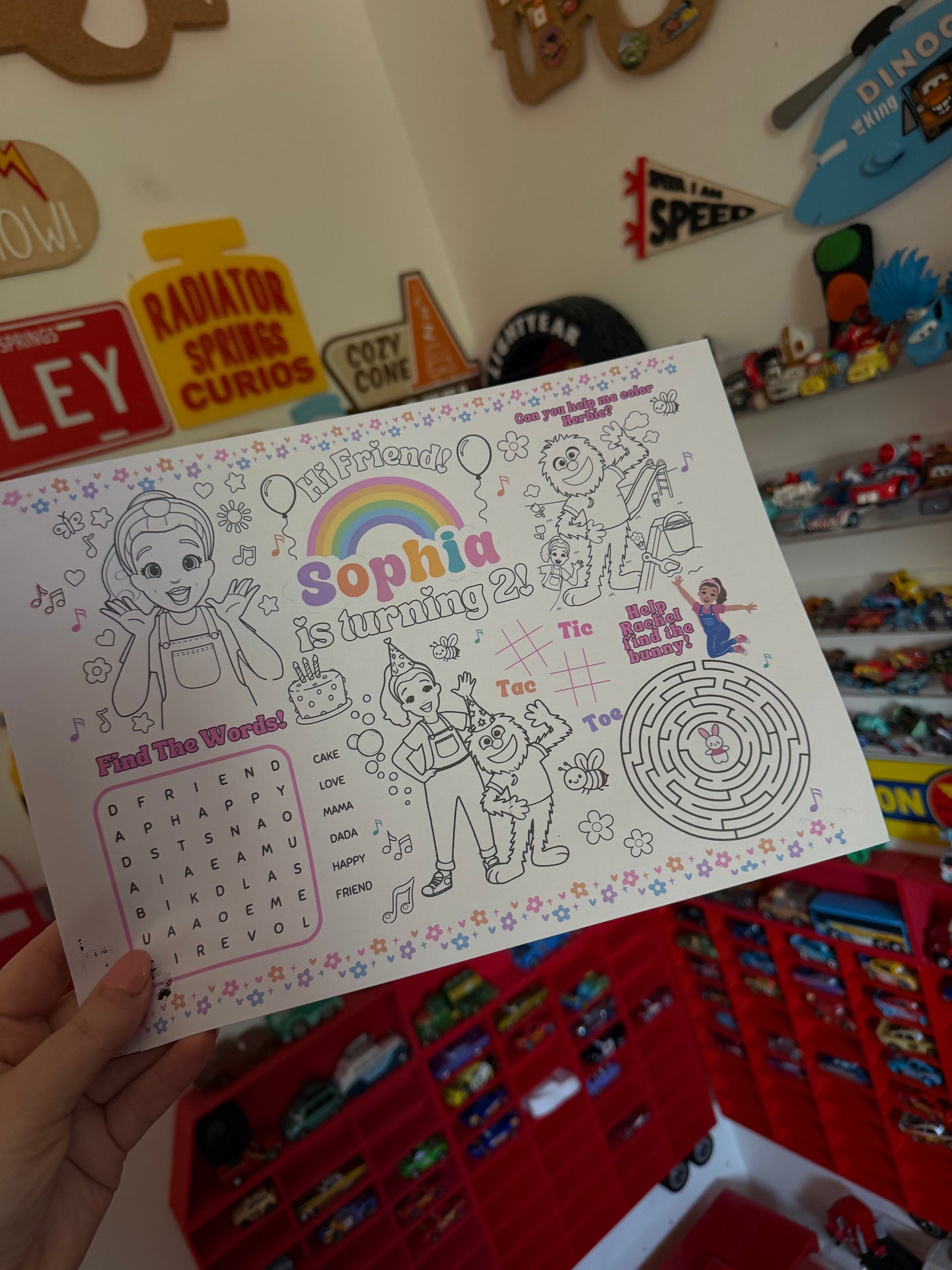 Ms Rachel Personalised Party Favour Crisp Packet and Activity Colouring Page