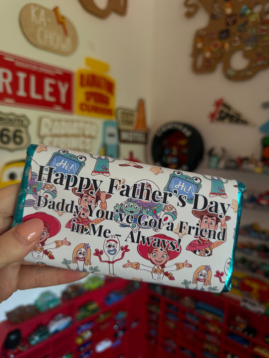 Fathers Day Toy Story Woody and Friends Personalised Chocolate Bar